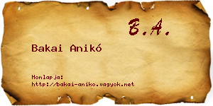 Bakai Anikó névjegykártya